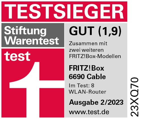FRITZ!Box 6690 Cable – Wi-Fi 6 Kabelrouter mit DOCSIS 3.1, DECT & USB 3.0