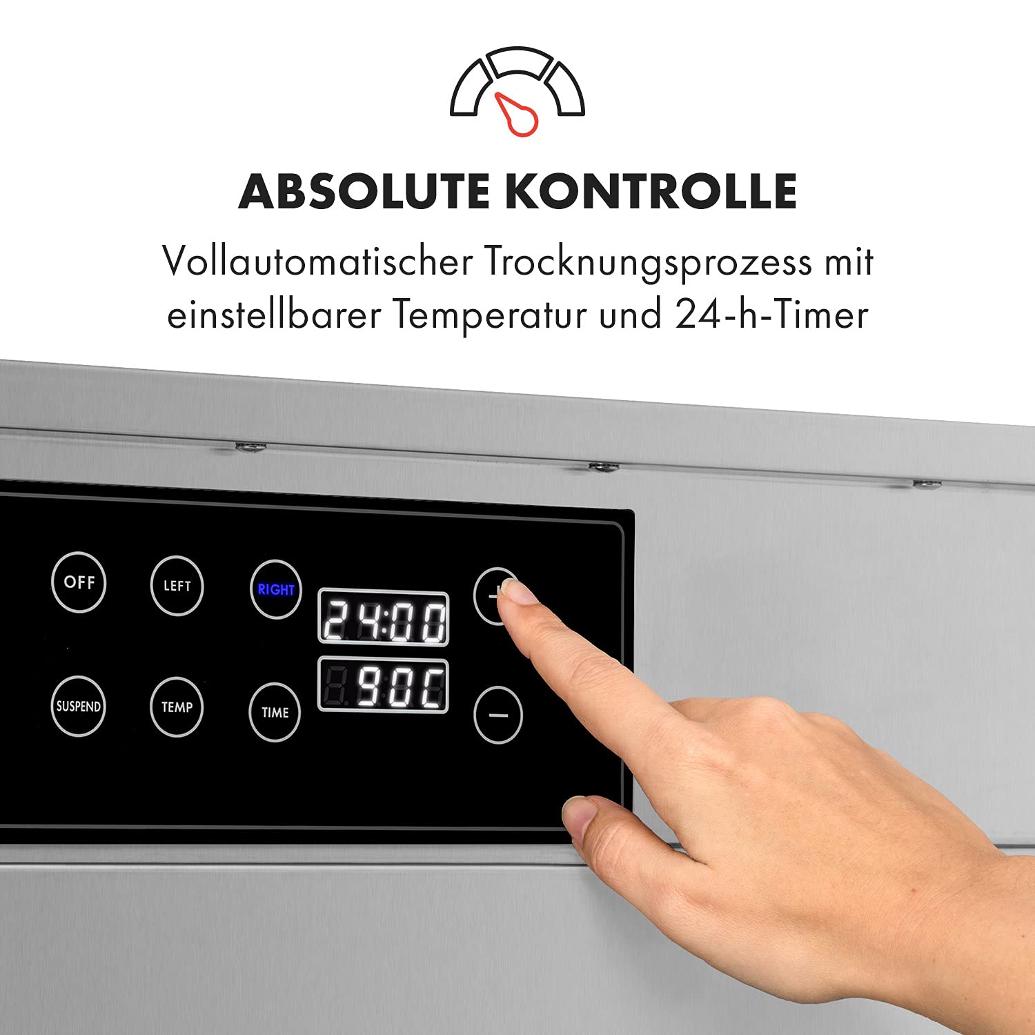Klarstein Dörrautomat Edelstahl – 4.000-W-Dörrgerät, 48 Edelstahl-Einlegeböden, 30–90 °C, 24-Stunden-Timer, 6 Ventilatoren, 2 Trockenkammern, 50–55 dB, ideal für Obst, Gemüse, Fleisch, Kräuter, Silber