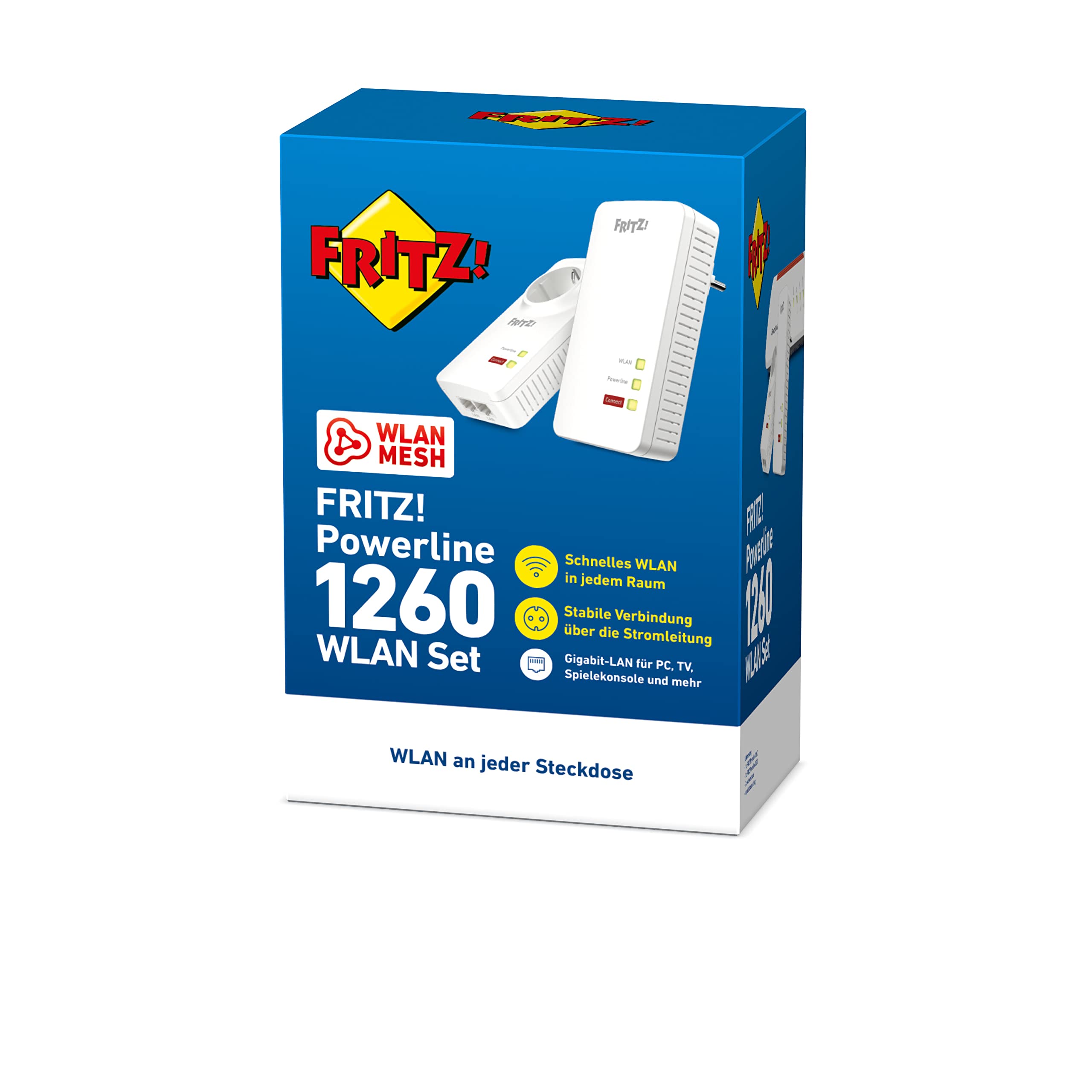 FRITZ!Powerline 1260/1220 Set – WLAN & 1.200 MBit/s für Streaming & NAS